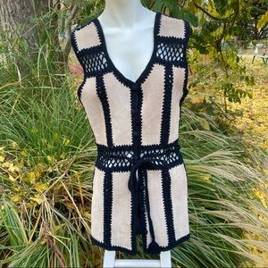 Vintage Suede And Knit Vest